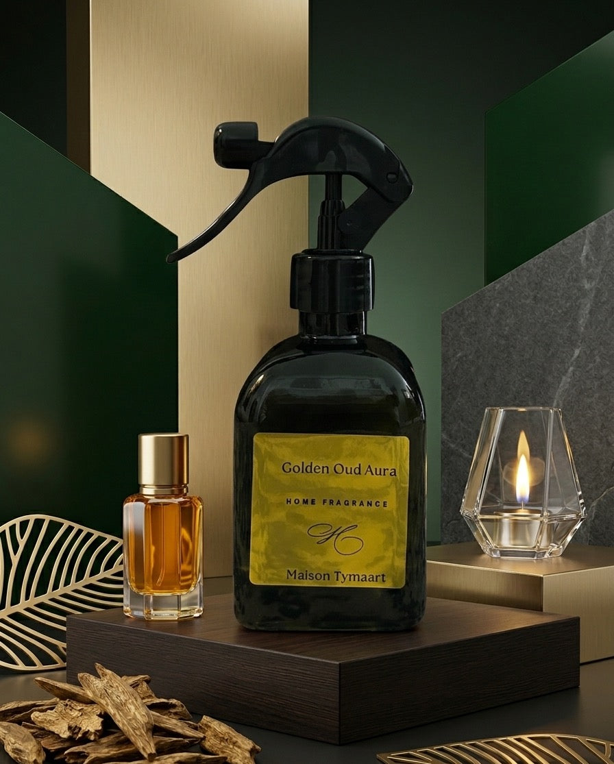 Golden Oud Aura – Black Fig, Cedar & Amber Home Fragrance