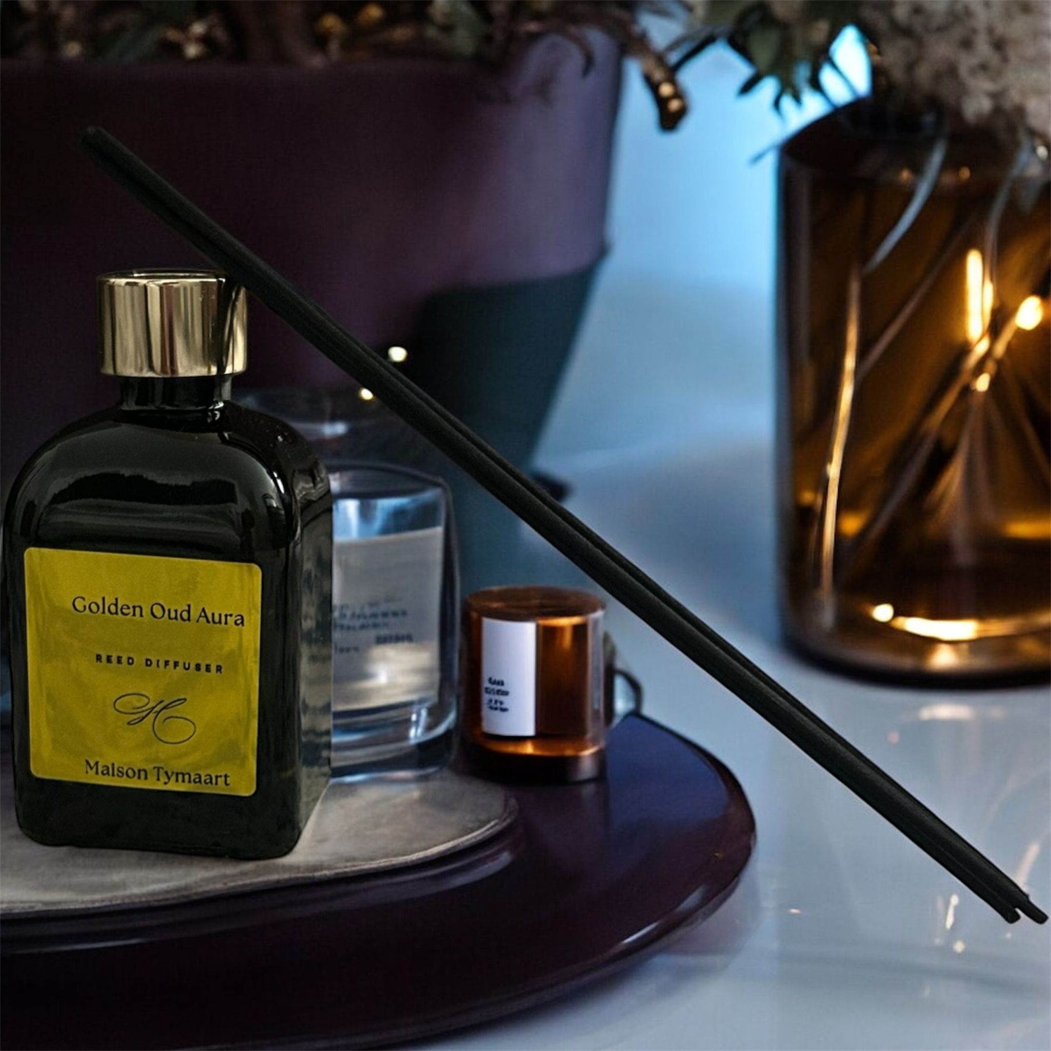 Golden Oud Aura – Black Fig, Cedar & Amber Reed Diffuser